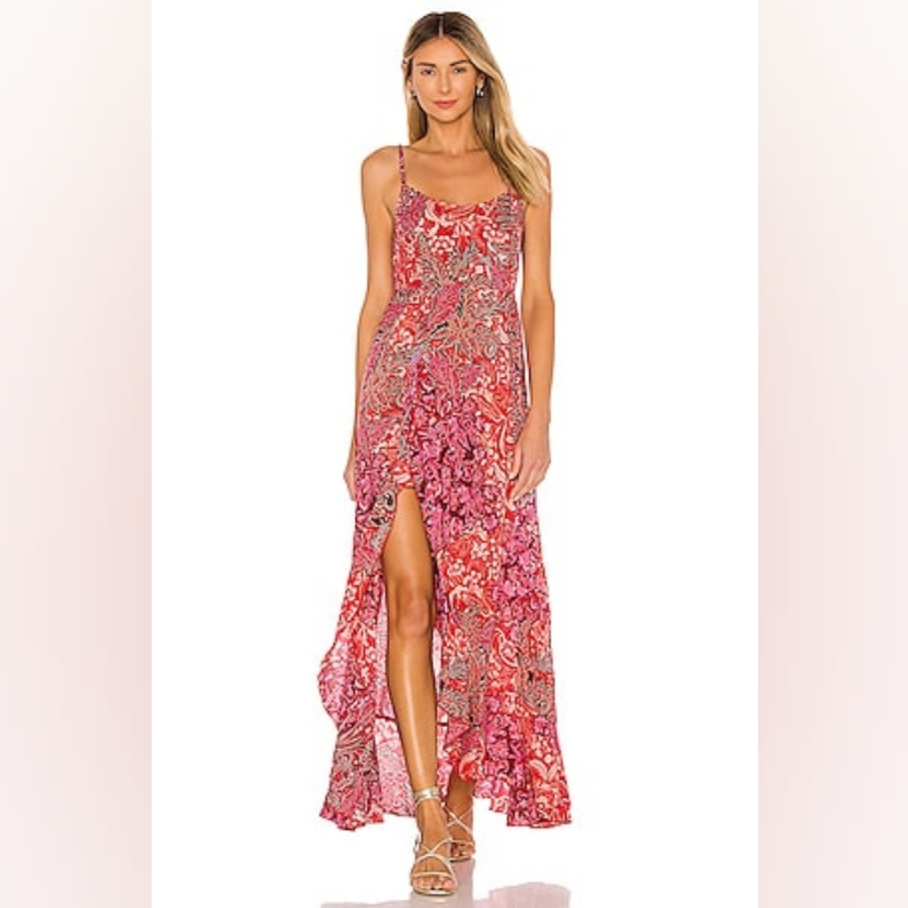 Free People / Forever Yours Smocked Slip Dress / Boho Floral MIDI Dress